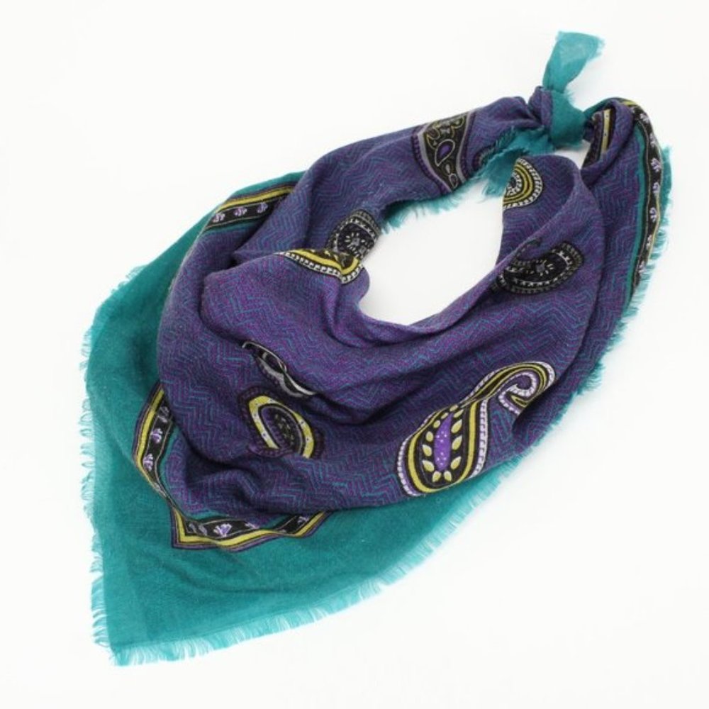 Vintage Teal & Purple Paisley Pattern Scarf